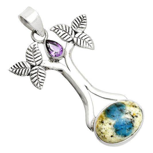 K2 Blue Azurite In Quartz & Amethyst Pendant P-1420 SDP150240