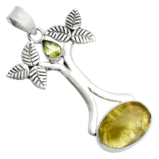 Natural Australian Prehnite & Peridot Pendant P-1420 SDP150254