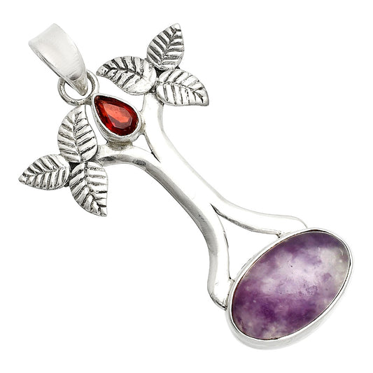 Natural Purple Lepidolite & Garnet Pendant P-1420 SDP150258
