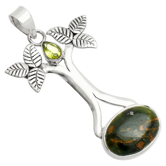 Turkish Rainforest Chrysocolla & Peridot Pendant P-1420 SDP150265