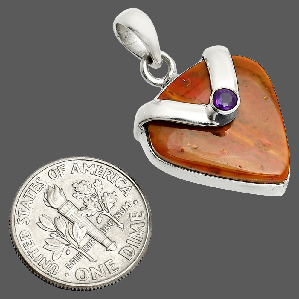 Natural Red Moss Agate & Amethyst Pendant P-1735 SDP150724