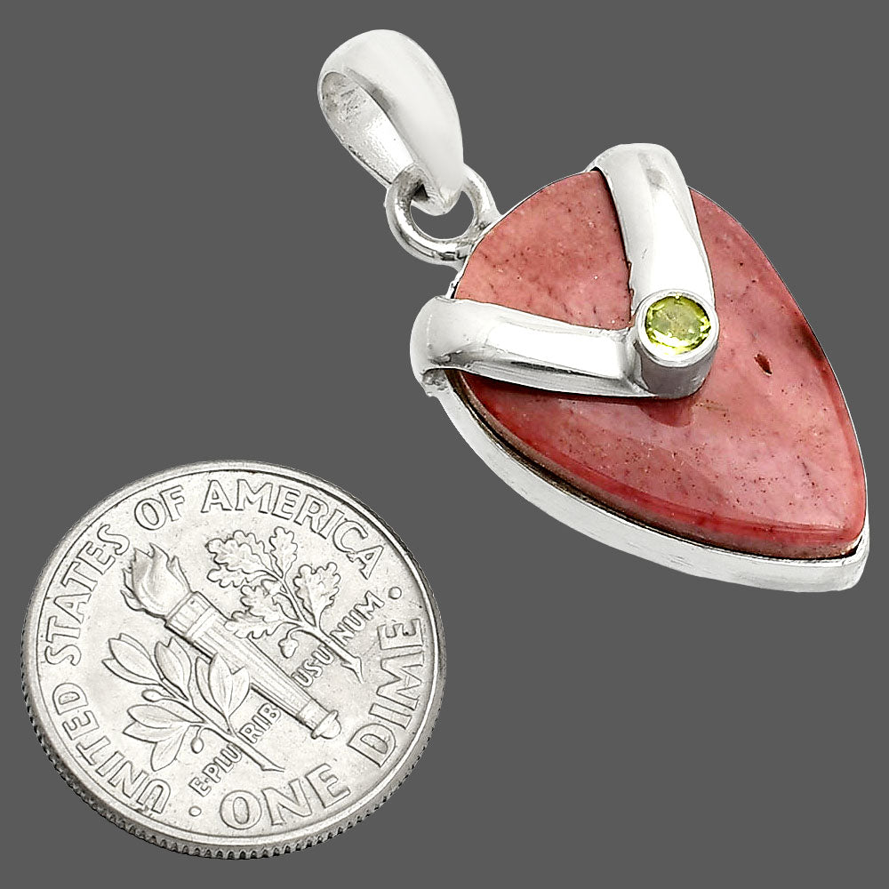 Natural Red Mookaite & Peridot Pendant P-1735 SDP150726