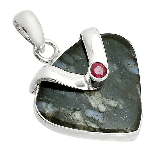 Llanite Blue Opal Crystal Sphere & Ruby Pendant P-1735 SDP150746