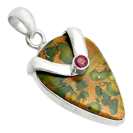 Natural Bamboo Jasper & Ruby Pendant P-1735 SDP150747