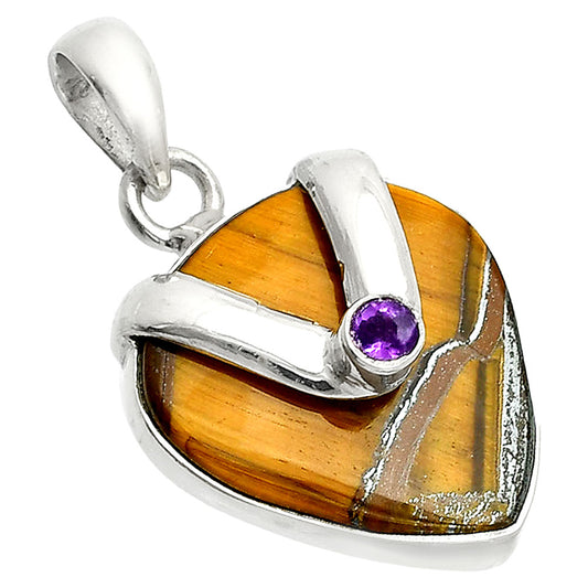 Natural Iron Tiger Eye & Amethyst Pendant P-1735 SDP150748