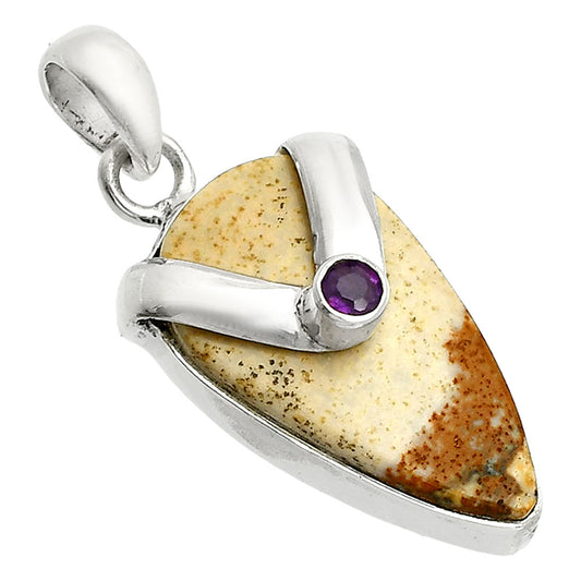 Natural Picture Jasper & Amethyst Pendant P-1735 SDP150751