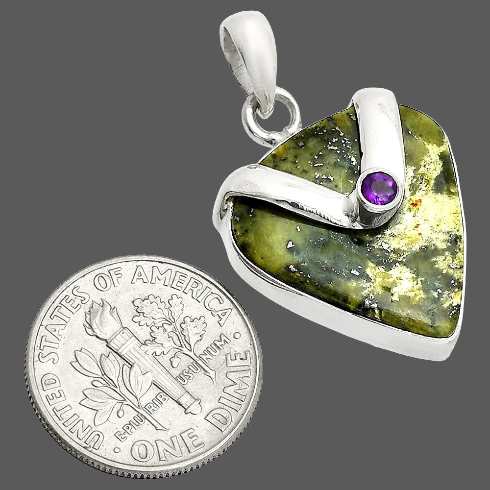 Natural Serpentine & Amethyst Pendant P-1735 SDP150753