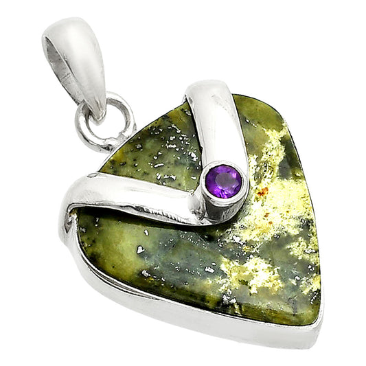 Natural Serpentine & Amethyst Pendant P-1735 SDP150753