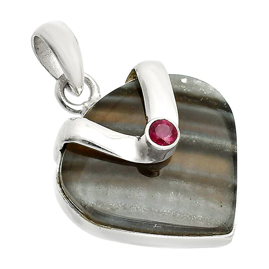 Natural Banded Onyx & Ruby Pendant P-1735 SDP150758