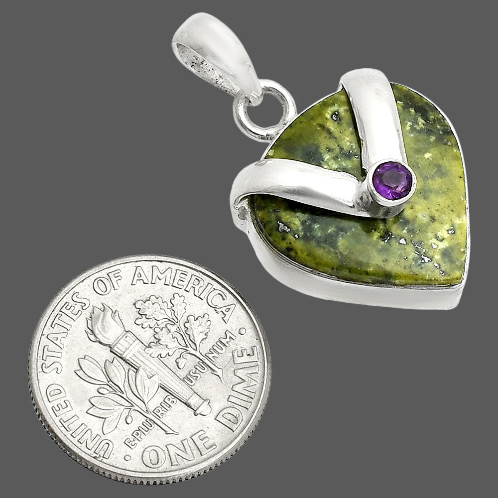 Natural Serpentine & Amethyst Pendant P-1735 SDP150762
