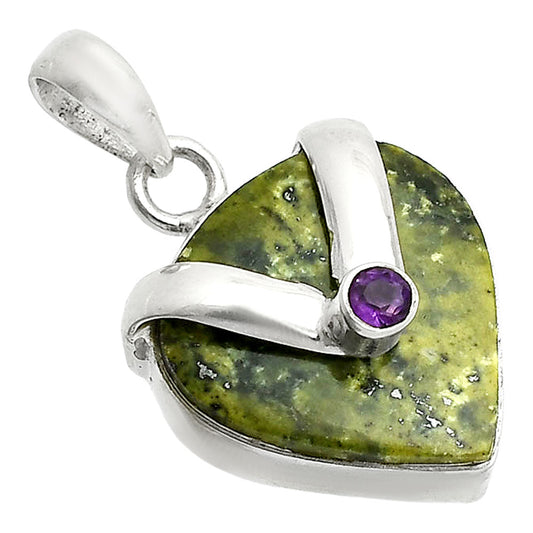 Natural Serpentine & Amethyst Pendant P-1735 SDP150762