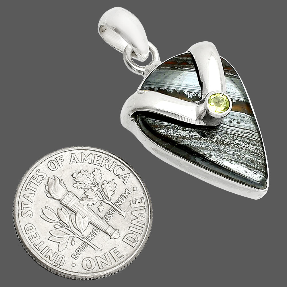 Natural Iron Tiger Eye & Peridot Pendant P-1735 SDP150769