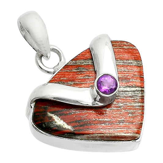 Natural Snake Skin Jasper & Amethyst Pendant P-1735 SDP150789
