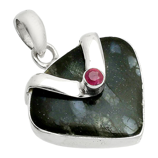 Llanite Blue Opal Crystal Sphere & Ruby Pendant P-1735 SDP150794