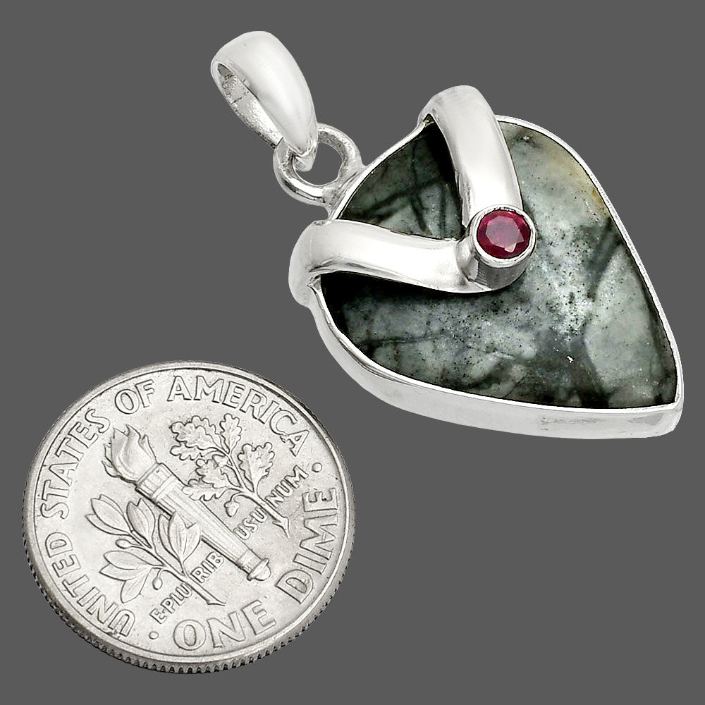 Natural Picasso Jasper & Garnet Pendant P-1735 SDP150795
