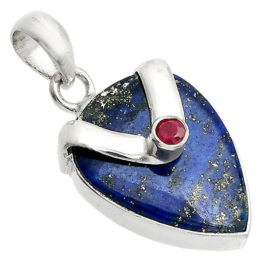 Lapis Lazuli - Afghanistan & Garnet Pendant P-1735 SDP150799