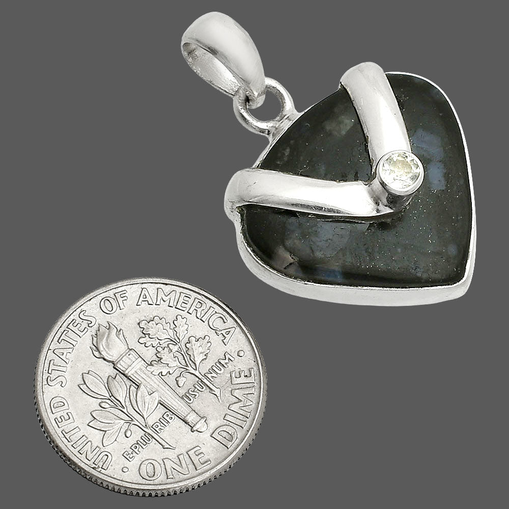 Llanite Blue Opal Crystal Sphere & Sky Blue Topaz Pendant P-1735 SDP150800