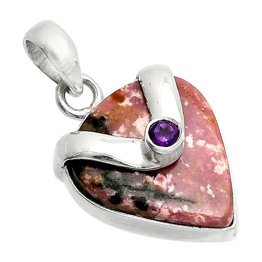 Natural Rhodonite & Amethyst Pendant P-1735 SDP150805