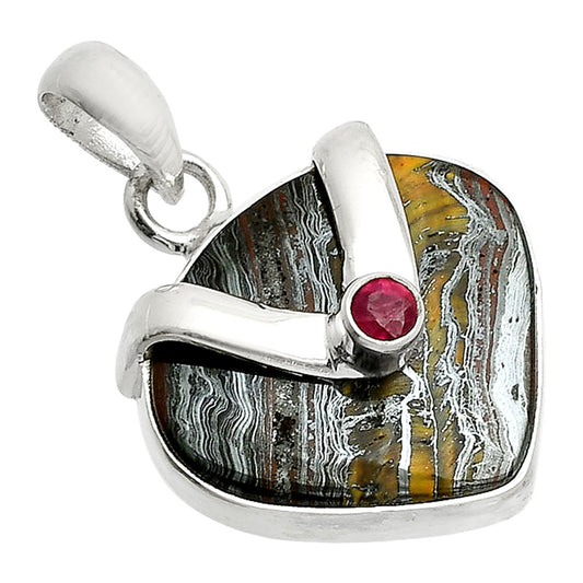 Natural Iron Tiger Eye & Ruby Pendant P-1735 SDP150817