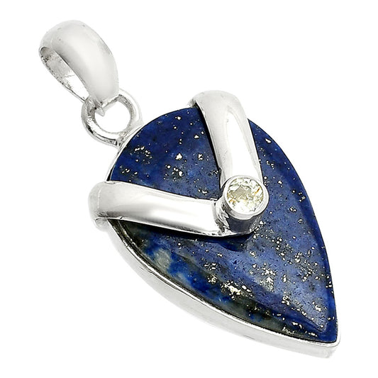 Natural Lapis Lazuli & White Zircon Pendant P-1735 SDP150819