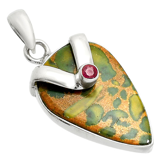 Natural Bamboo Jasper & Ruby Pendant P-1735 SDP150821