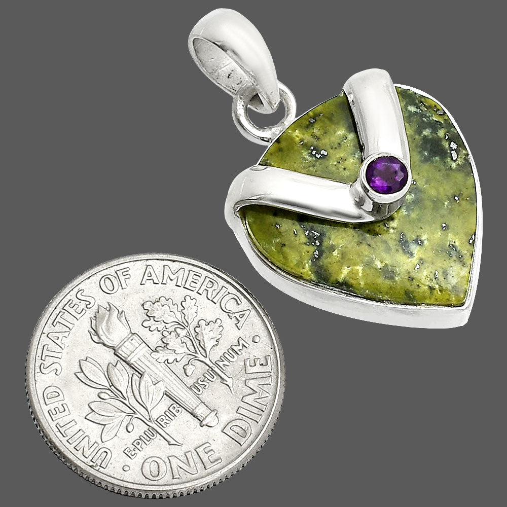 Natural Serpentine & Amethyst Pendant P-1735 SDP150829