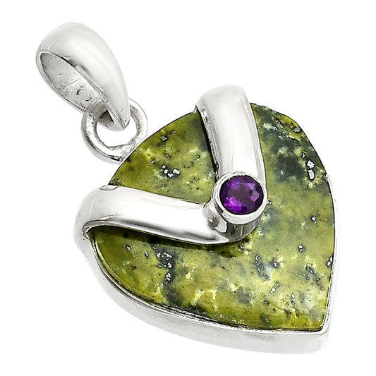 Natural Serpentine & Amethyst Pendant P-1735 SDP150829