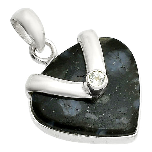 Llanite Blue Opal Crystal Sphere & White Zircon Pendant P-1735 SDP150830