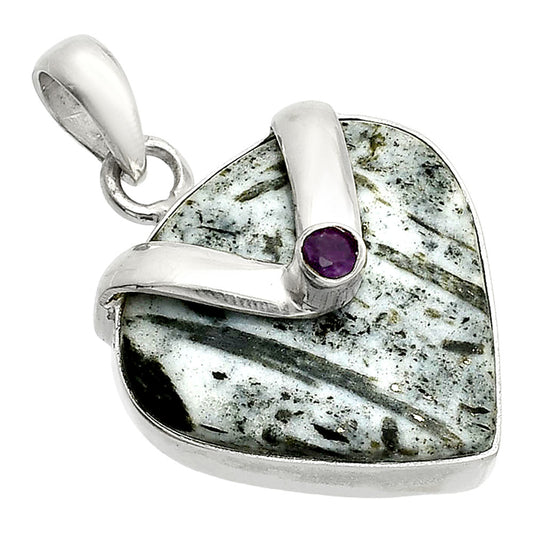 Natural Hornblende & Amethyst Pendant P-1735 SDP150831