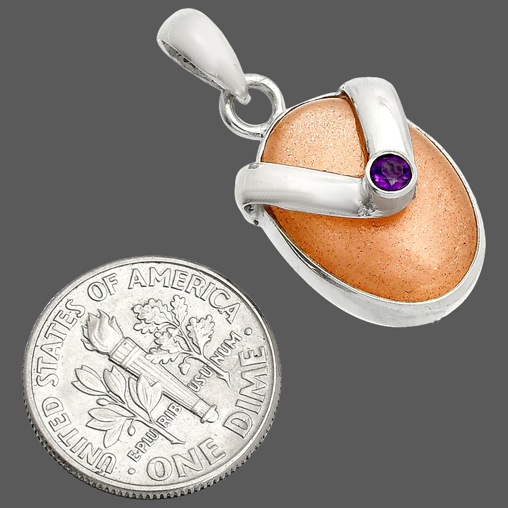 Natural Sunstone - Namibia & Amethyst Pendant P-1735 SDP150839