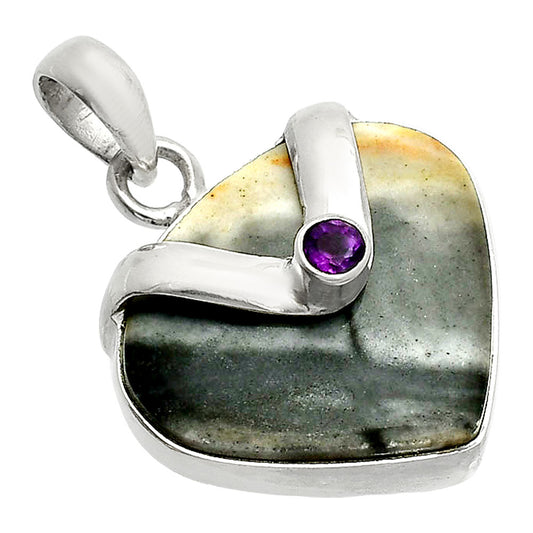 Natural Picasso Jasper & Amethyst Pendant P-1735 SDP150840