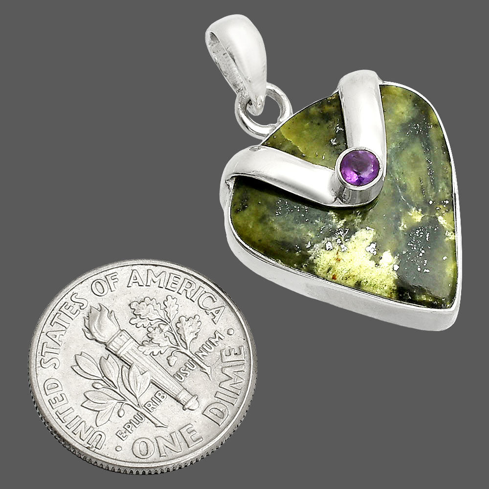 Natural Serpentine & Amethyst Pendant P-1735 SDP150847