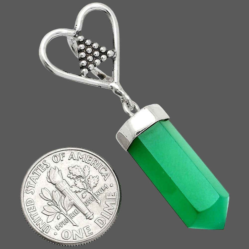 Heart Point - Natural Green Onyx Pendant P-1721 SDP150864