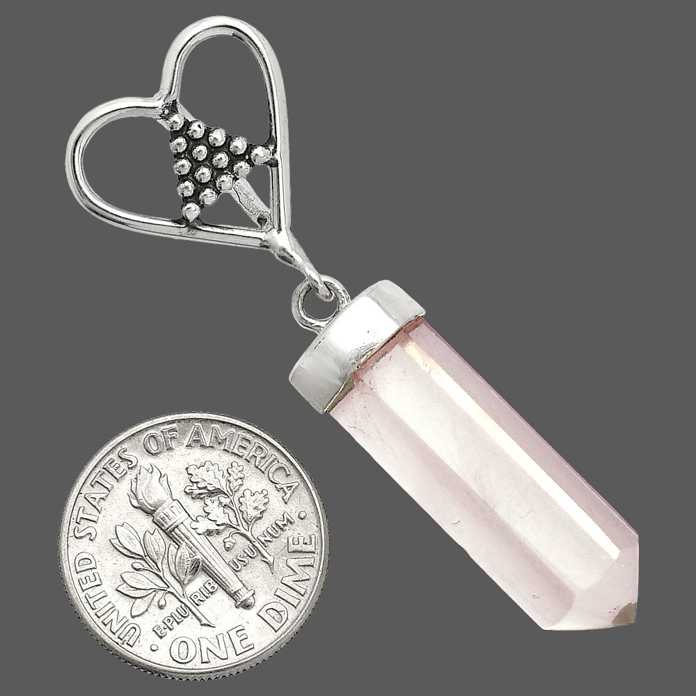 Heart Point - Natural Rose Quartz Pendant P-1721 SDP150871