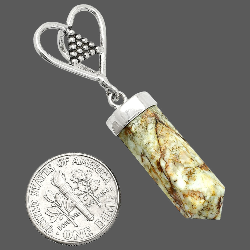 Heart Point - Authentic White Buffalo Turquoise Nevada Pendant P-1721 SDP150874