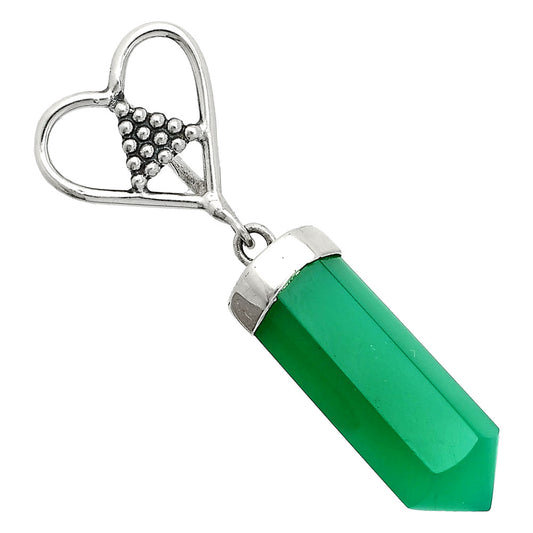 Heart Point - Natural Green Onyx Pendant P-1721 SDP150878