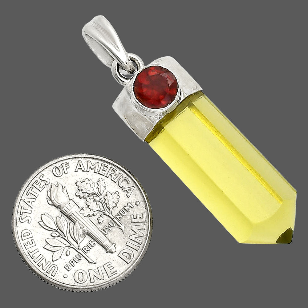 Natural Lemon Quartz Point & Garnet Pendant P-1107 SDP150898