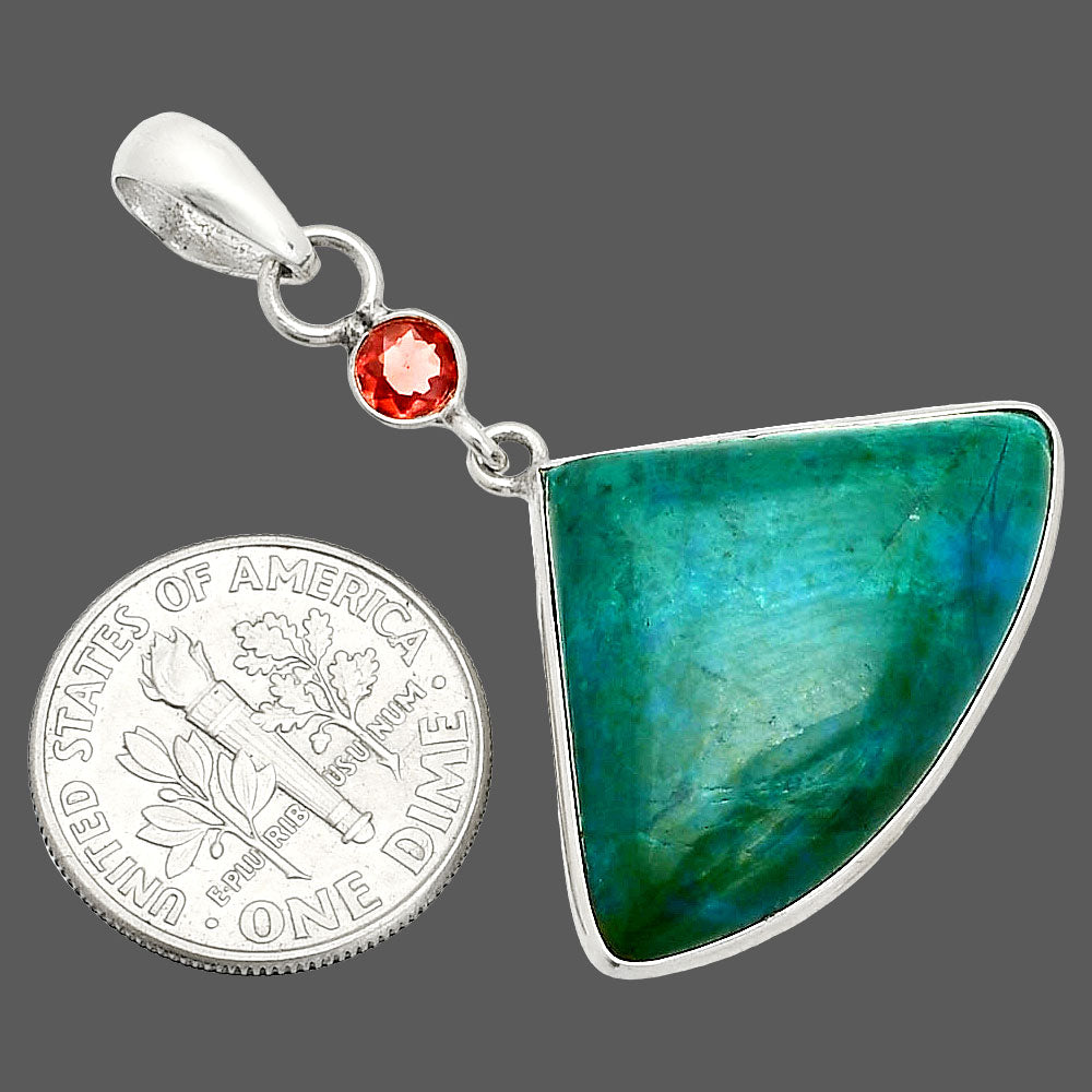 Natural Azurite Chrysocolla & Garnet Pendant P-1098 SDP150915