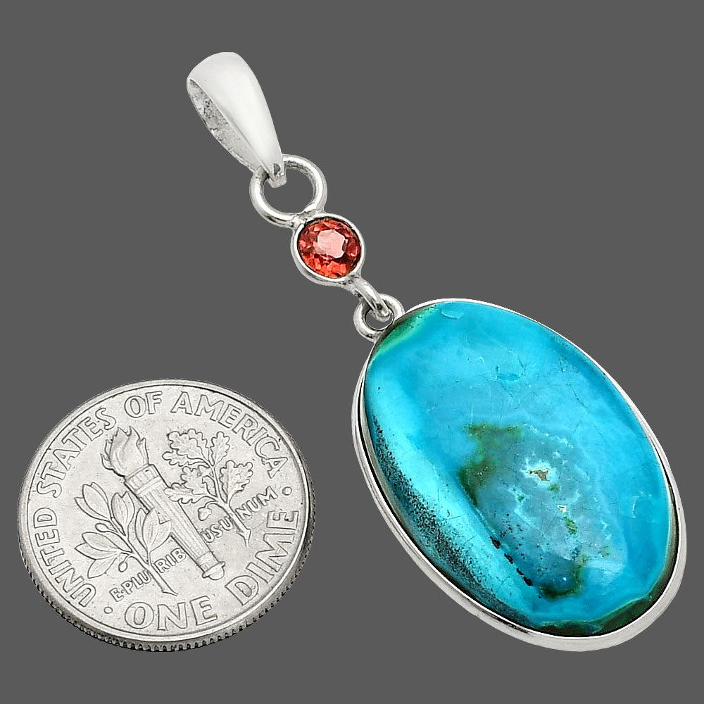 Natural Azurite In Malachite & Garnet Pendant P-1098 SDP150952