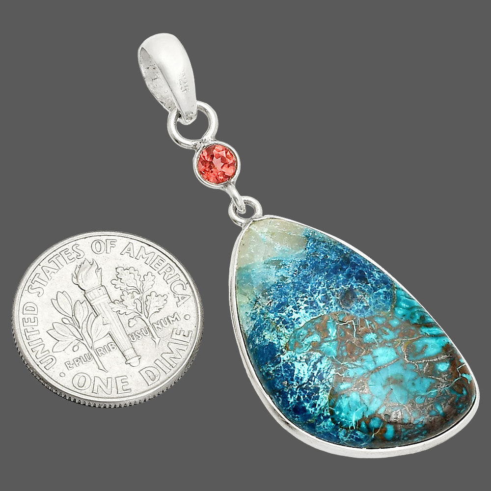 Natural Shattuckite - USA & Garnet Pendant P-1098 SDP150975
