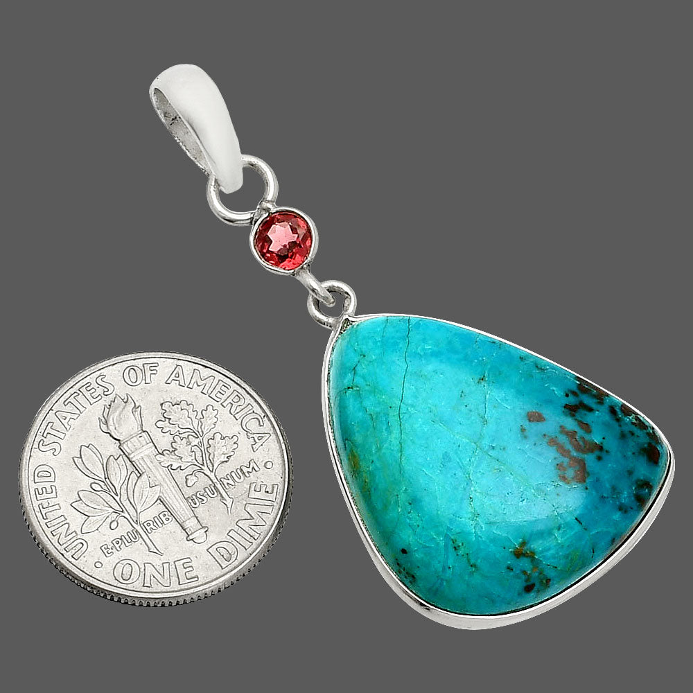 Natural Shattuckite - USA & Garnet Pendant P-1098 SDP150985