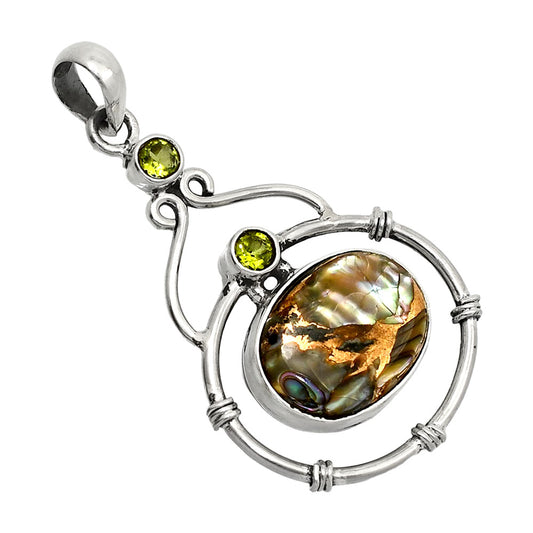 Copper Abalone Shell & Amethyst Pendant P-1075 SDP151192