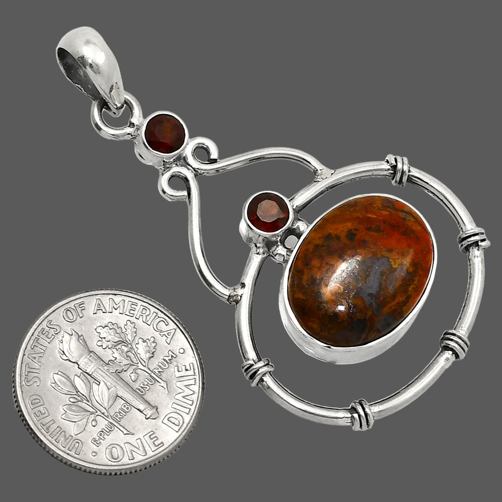Rare Cady Mountain Agate & Garnet Pendant P-1075 SDP151210