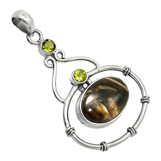 Natural Bat Cave Jasper & Peridot Pendant P-1075 SDP151225