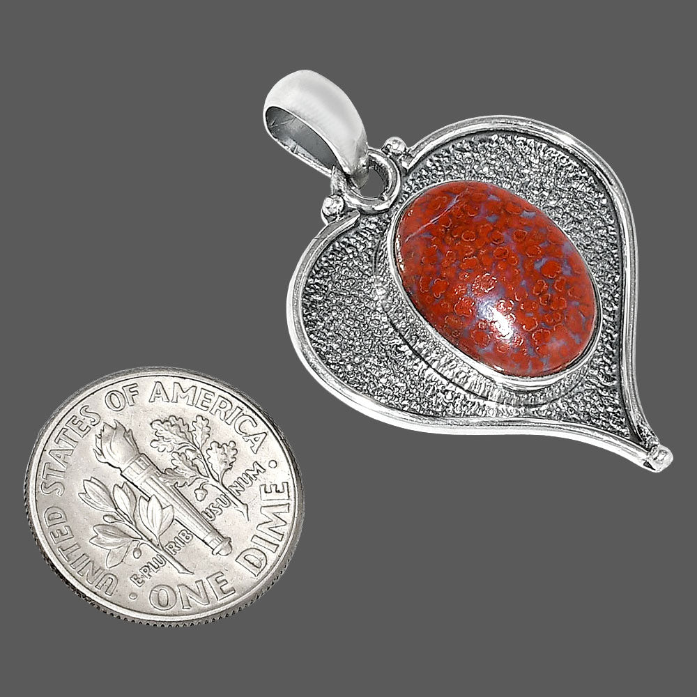 Heart - Natural Red Moss Agate Pendant P-1503 SDP151266