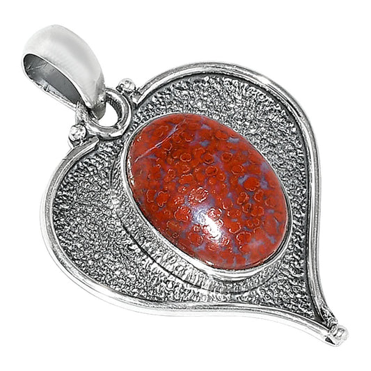 Heart - Natural Red Moss Agate Pendant P-1503 SDP151266
