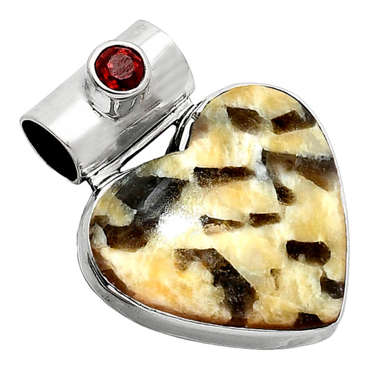 Heart - Yellow Septarian & Garnet Pendant P-1300 SDP151712