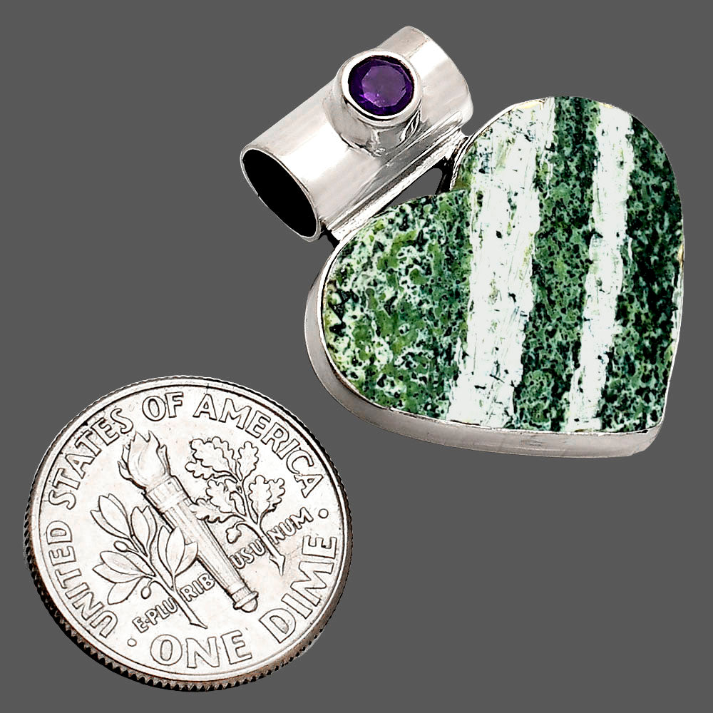 Heart - Natural Chrysotile & Amethyst Pendant P-1300 SDP151765