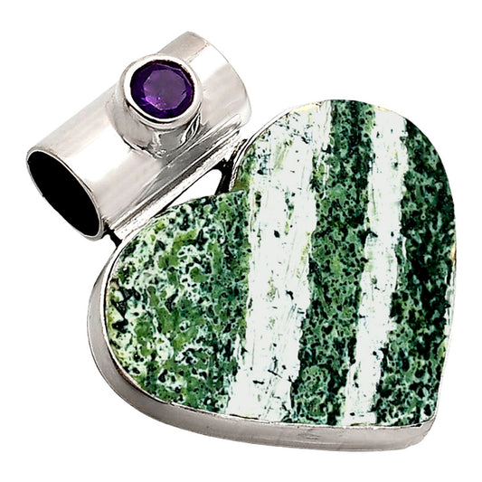 Heart - Natural Chrysotile & Amethyst Pendant P-1300 SDP151765