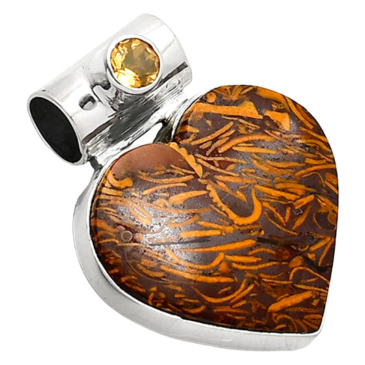 Heart Coquina Fossil Jasper & Citrine Pendant P-1300 SDP151838